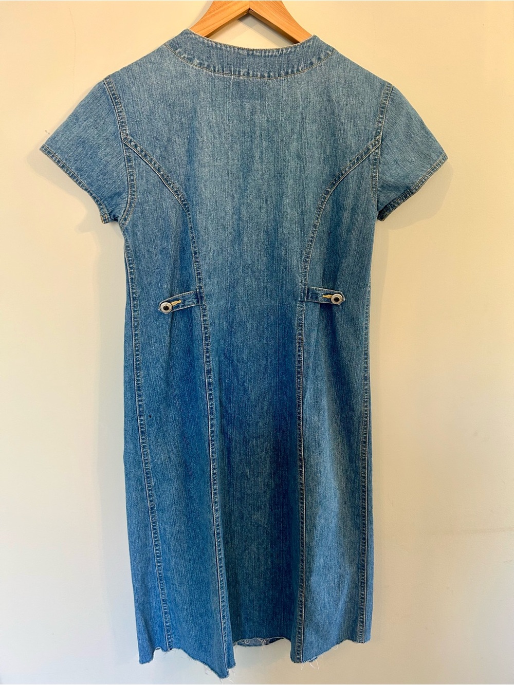 Vintage Denim Button Front Dress 100% Cotton Size 6/Small Blue Jean Country - Picture 2 of 5